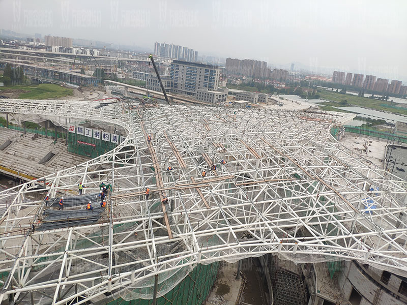 杭州亞運會棒（壘）球體育文化中心膜結(jié)構(gòu)項目鋼結(jié)構(gòu)接近尾聲