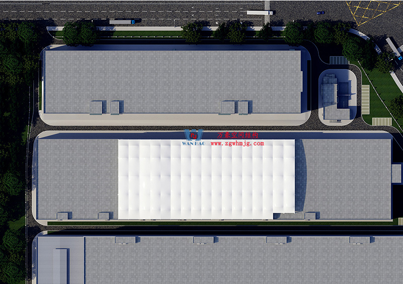 浙江真愛(ài)毯業(yè)科技有限公司廠房三屋面膜結(jié)構(gòu)工程完工大吉！