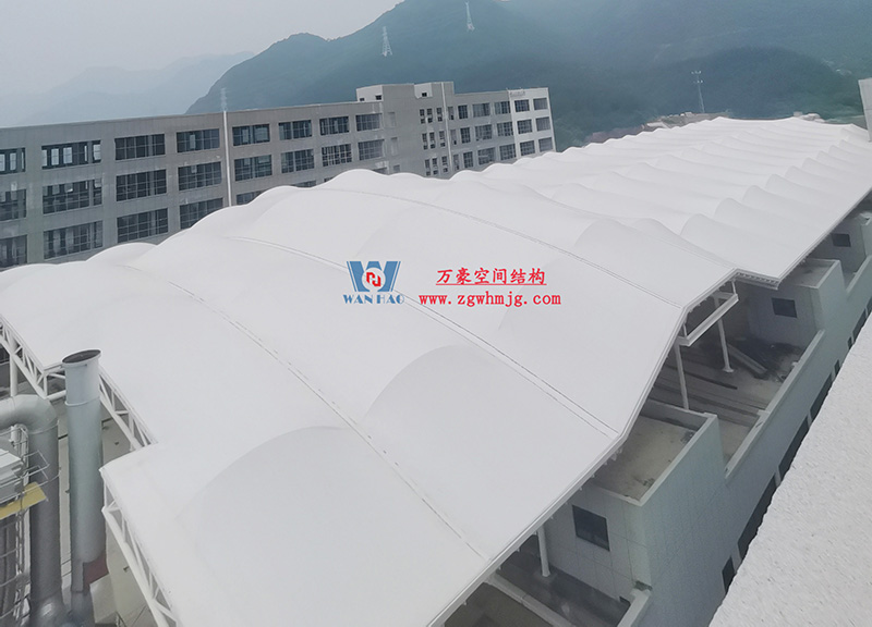 浙江真愛(ài)毯業(yè)科技有限公司廠房三屋面膜結(jié)構(gòu)工程完工大吉！