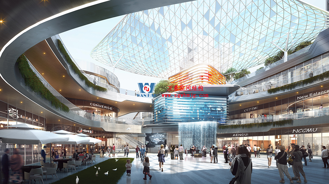 組合型創(chuàng)意消費空間|紹興華發(fā)金融活力城ETFE膜結(jié)構(gòu)商業(yè)天幕